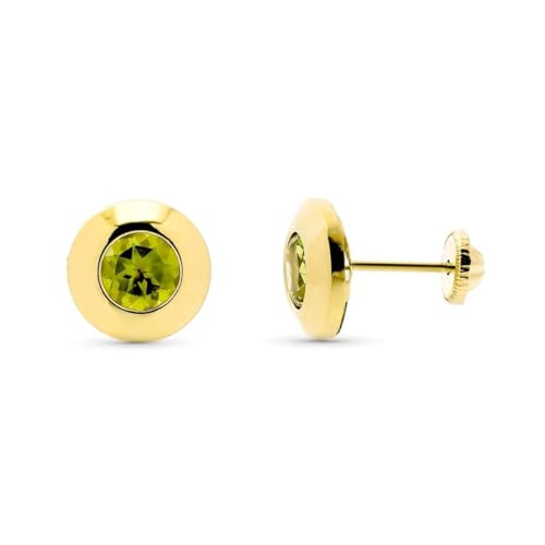 9-karätige Goldohrringe mit 7 mm und 5 mm großem natürlichem Olivinstein, 1,14 ct. Paar von Inmaculada Romero IR