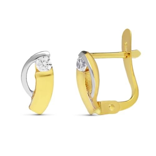 9k zweifarbige Goldohrringe mit 10mm und kombinierten Bändern mit Zirkonia von Inmaculada Romero IR