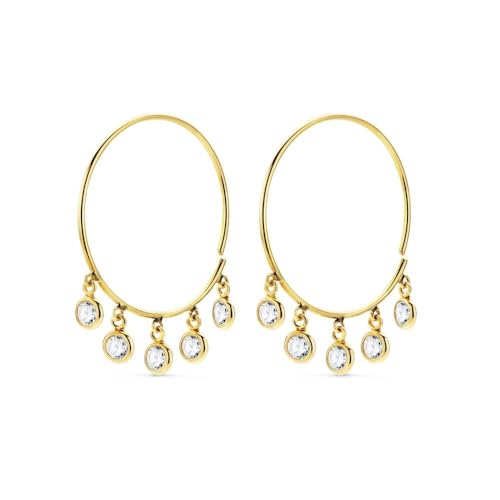 Creolen aus 18 Karat Gold, 20 mm, mit fünf baumelnden Zirkonen Creolen aus 18 Karat Gold, 20 mm, mit fünf baumelnden Zirkonen von Inmaculada Romero IR