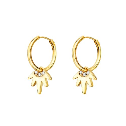 Creolen aus 18 Karat Gold in Sonnenform mit 21 mm, 12 mm und 1 mm dicken Creolen und Zirkonia. Creolen aus 18 Karat Gold in Sonnenform mit 21 mm, 12 mm und 1 mm dicken Creolen und Zirkonia. von Inmaculada Romero IR