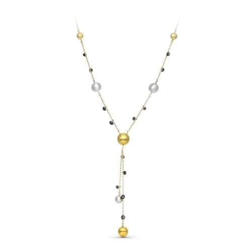 Inmaculada Romero IR 18 Karat zweifarbiges Gold-Halsband für Damen mit kombinierten matt glänzenden Perlen von Inmaculada Romero IR
