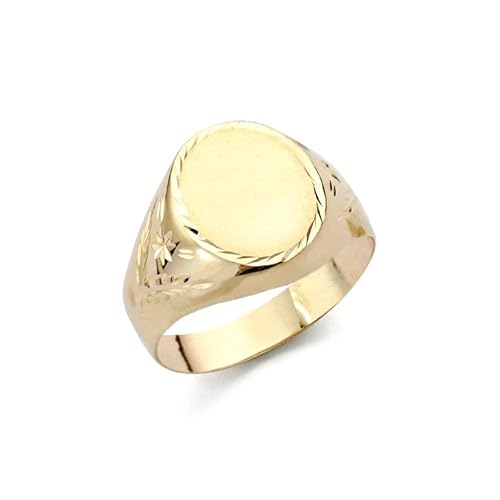 Inmaculada Romero IR 9 Karat Goldstempel, ovaler Mannkopf, hohl geschnitzte Details am Rand – anpassbar – Gravur im Preis inbegriffen von Inmaculada Romero IR