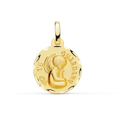 Inmaculada Romero IR 9-karätige goldene Engelmedaille, 14 mm, mit der eingravierten Botschaft „ICH WERDE DICH BEHALTEN“ von Inmaculada Romero IR
