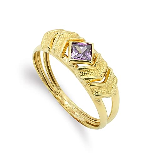 Inmaculada Romero IR 9k Gold Ring Frau Steinmitte 4 mm. Lila Farbform seitlicher Diamant Details zwei Threads von Inmaculada Romero IR