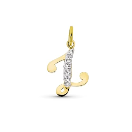 Inmaculada Romero IR Anhänger mit dem Anfangsbuchstaben Z aus 9 Karat zweifarbigem Gold mit 15 mm und Zirkonia-Detail von Inmaculada Romero IR