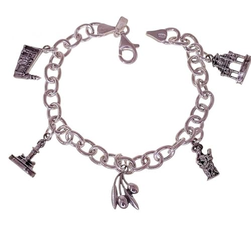 Inmaculada Romero IR Armband aus 925-m-Sterlingsilber, 19 cm. Verbindung Unserer Lieben Frau von Alcázar, Schutzpatronin von Baeza, 7 mm. Ölzweig von Inmaculada Romero IR