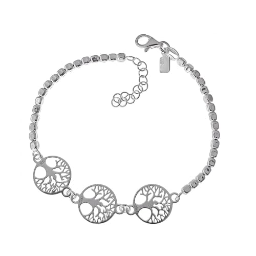 Inmaculada Romero IR Baum des Lebens Armband 925m Silberkette 17cm. 3 mm große Quadrate. 12 mm Bäume. durchbrochen von Inmaculada Romero IR