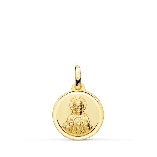 Inmaculada Romero IR Christus-Herz-Jesu-Medaille, Unisex, 18 Karat Gold, 14 mm. glatte Lünette von Inmaculada Romero IR