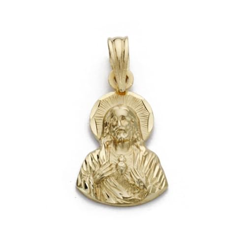 Inmaculada Romero IR Christus-Herz-Jesu-Unisex-Anhänger aus 18-karätigem Gold, 17 mm. geschnitzte Silhouette von Inmaculada Romero IR