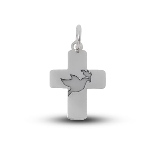 Inmaculada Romero IR Erstkommunion-Kreuz-Anhänger aus Sterlingsilber, 925 m, Unisex, 22 mm. Dove Holy Spirit Laserzentrum von Inmaculada Romero IR