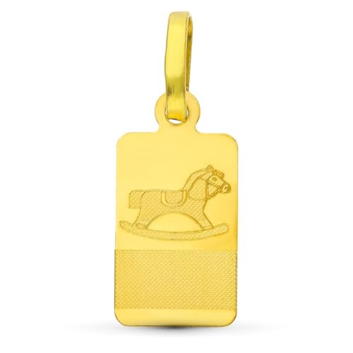 Inmaculada Romero IR Glatte Baby-Anhängerplatte aus 18 Karat Gold, 16 mm. Laser-Pferdedetail. Aufnahme im Preis inbegriffen - Anpassbar - AUFNAHME IM PREIS INBEGRIFFEN von Inmaculada Romero IR