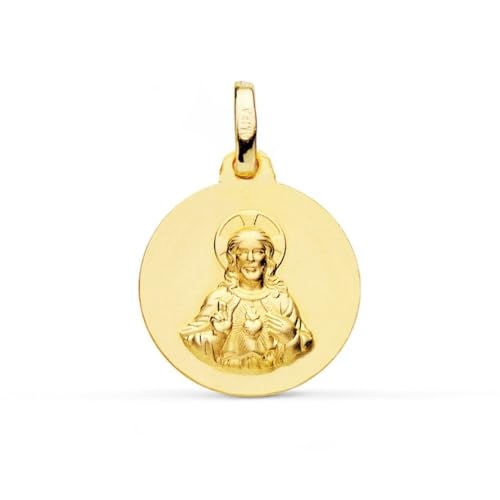 Inmaculada Romero IR Herz-Jesu-Medaille aus 9 Karat Gold mit 16 mm glattem Relief von Inmaculada Romero IR