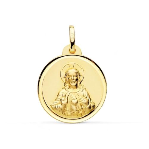Inmaculada Romero IR Herz-Jesu-Medaille aus 9 Karat Gold mit 20 mm glatter Lünette. Gravur im Gewicht enthalten – Anpassbar – GRAVUR IM PREIS INBEGRIFFEN von Inmaculada Romero IR