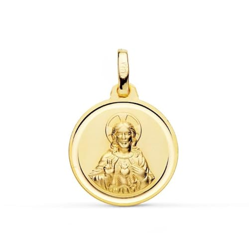 Inmaculada Romero IR Herz-Jesu-Medaille aus 9 Karat Gold mit einer glatten 16 mm Lünette. Gravur im Preis inbegriffen – Anpassbar – GRAVUR IM PREIS INBEGRIFFEN von Inmaculada Romero IR