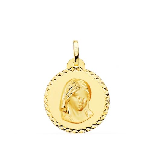 Inmaculada Romero IR Jungfrau-Mädchen-Erstkommunion-Medaille aus 18-karätigem Gold, 20 mm. Kreuz geschnitzt. Aufnahme im Preis inbegriffen - Anpassbar - AUFNAHME IM PREIS INBEGRIFFEN von Inmaculada Romero IR