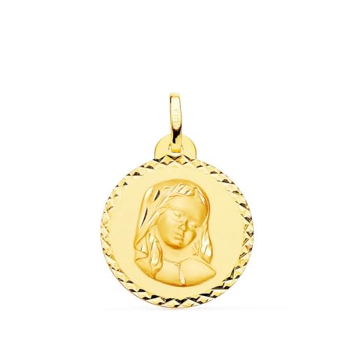 Inmaculada Romero IR Jungfrau-Mädchen-Erstkommunion-Medaille aus 18-karätigem Gold, geschnitzt, 20 mm. Aufnahme im Preis inbegriffen – anpassbar – Aufnahme im Preis inbegriffen von Inmaculada Romero IR