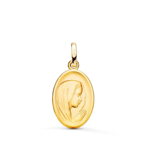 Inmaculada Romero IR Jungfrau-Mädchen-Erstkommunion-Medaille aus 18-karätigem Gold, oval, 16 mm. geschnitzt. Aufnahme im Preis inbegriffen - Anpassbar - AUFNAHME IM PREIS INBEGRIFFEN von Inmaculada Romero IR