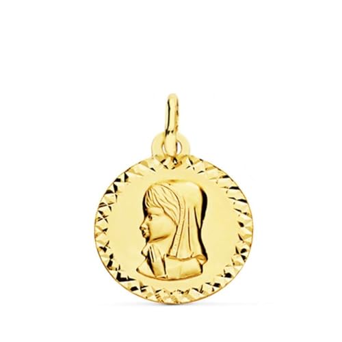 Inmaculada Romero IR Jungfrau-Mädchen-Erstkommunion-Medaille aus 9-karätigem Gold, Unisex, 16 mm. Kreuzzug. Aufnahme im Preis inbegriffen - Anpassbar - AUFNAHME IM PREIS INBEGRIFFEN von Inmaculada Romero IR