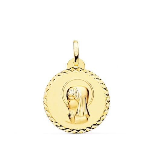 Inmaculada Romero IR Jungfrau-Mädchen-Erstkommunion-Unisex-Medaille aus 9-karätigem Gold, 20 mm. Kreuzzug. Aufnahme im Preis inbegriffen - Anpassbar - AUFNAHME IM PREIS INBEGRIFFEN von Inmaculada Romero IR