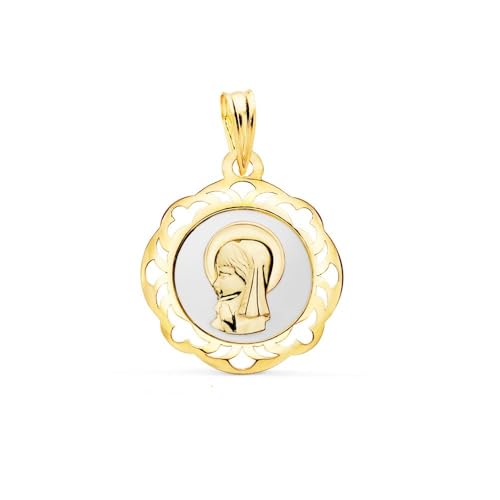 Jungfrau-Mädchen-Medaille aus 18 Karat Gold zur Erstkommunion, 20 mm. Gravur im Preis inbegriffen – Anpassbar – GRAVUR IM PREIS INBEGRIFFEN von Inmaculada Romero IR