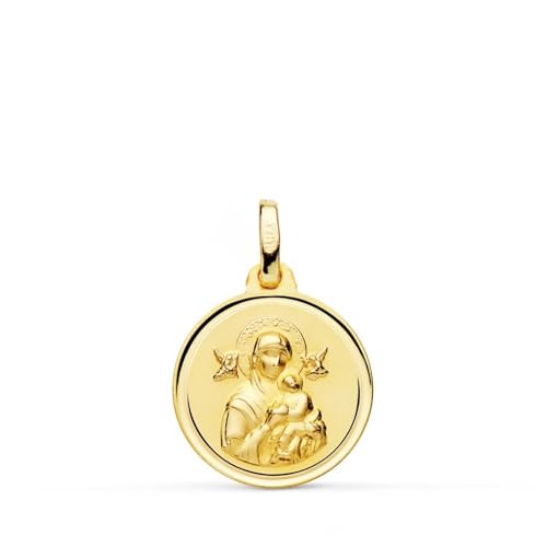 Inmaculada Romero IR Jungfrau der ewigen Hilfe Unisex-Medaille aus 9-karätigem Gold, 16 mm. glatte Lünette von Inmaculada Romero IR