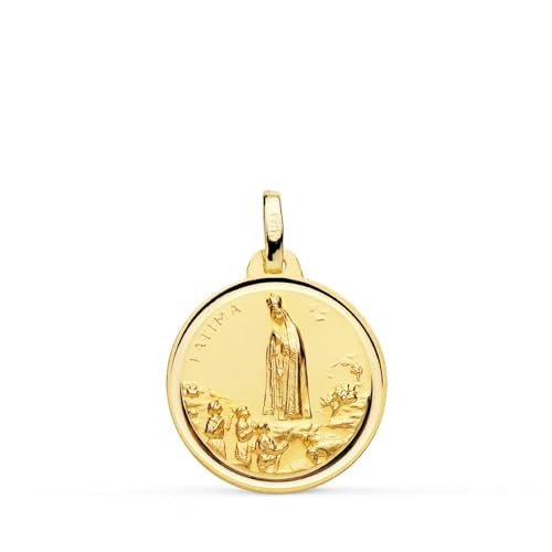 Inmaculada Romero IR Jungfrau von Fátima Unisex-Medaille aus 9 Karat Gold, 18 mm. glatte Lünette von Inmaculada Romero IR
