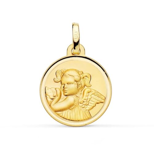 Inmaculada Romero IR Revoltoa Girl Angel 9 Karat Goldmedaille, 16 mm, mit glatter Lünette. Gravur im Preis inbegriffen – Anpassbar – GRAVUR IM PREIS INBEGRIFFEN von Inmaculada Romero IR