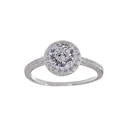 Inmaculada Romero IR Ring aus 925-m-Sterlingsilber mit rundem Zirkonkopf, 8 mm. kombinierte Microset-Steine von Inmaculada Romero IR
