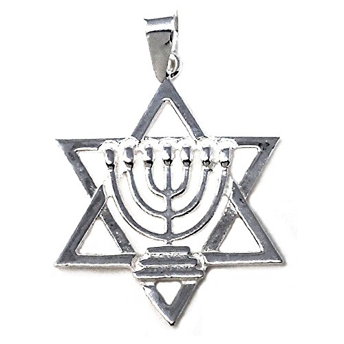 Inmaculada Romero IR Silber Anhänger Gesetz 30.3mm 925m. David Menora Kerzenleuchter Star 6 Punkt von Inmaculada Romero IR