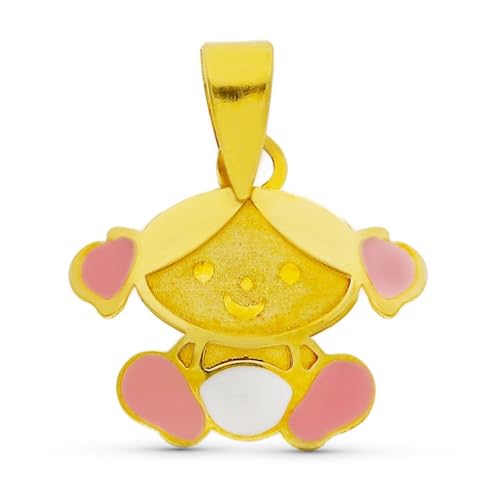 Inmaculada Romero IR Silhouette-Anhänger aus 18-karätigem Gold, 11 mm. rosa emaillierte Mädchenform von Inmaculada Romero IR