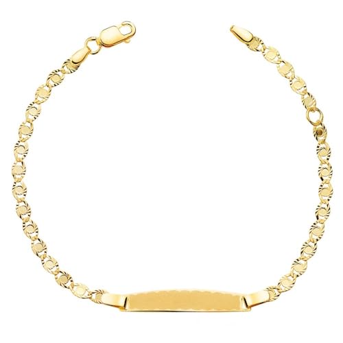 Inmaculada Romero IR Sklavin Erstkommunion 18k Gold Armband Mädchen 14,5cm. geschnitzte massive Augen 2,8 mm. Aufnahme inklusive - Anpassbar - AUFNAHME IM PREIS INBEGRIFFEN von Inmaculada Romero IR