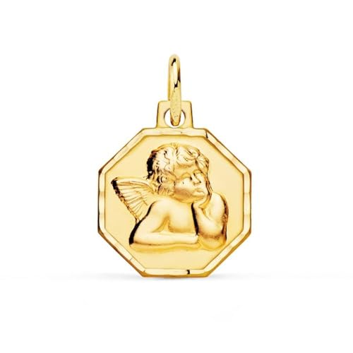 Inmaculada Romero IR Spottengel, 13 mm, 9 Karat Goldmedaille, achteckige Form. Gravur im Preis inbegriffen – Anpassbar – GRAVUR IM PREIS INBEGRIFFEN von Inmaculada Romero IR