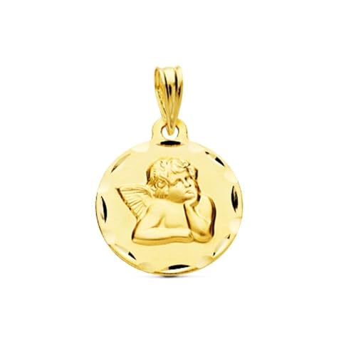 Inmaculada Romero IR Spottengel, 16 mm, 9 Karat Goldmedaille. Geschnitzt mit gewelltem Rand. Gravur im Preis inbegriffen – Anpassbar – GRAVUR IM PREIS INBEGRIFFEN von Inmaculada Romero IR