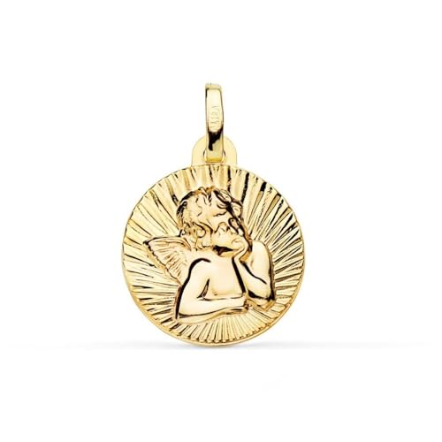 Inmaculada Romero IR Spottengel-Medaille aus 9 Karat Gold mit 14 mm glänzenden Rillendetails. Gravur im Preis inbegriffen – Anpassbar – GRAVUR IM PREIS INBEGRIFFEN von Inmaculada Romero IR