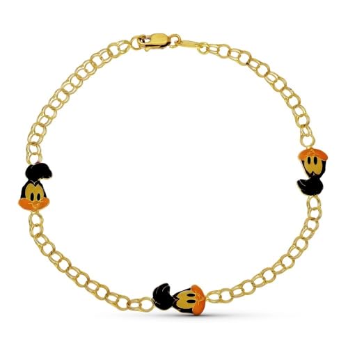 Inmaculada Romero IR Unisex-Armband aus 18-karätigem Gold, 18 mm. Ungarische Kette mit emailliertem Roadrunner-Detail von Inmaculada Romero IR