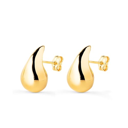 Ohrringe aus 9 Karat Gold mit einer 16 mm Tropfenform. Glatt von Inmaculada Romero IR