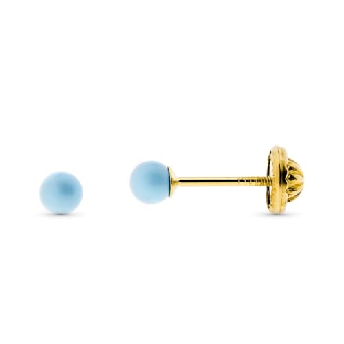 Ohrringe aus 9-karätigem Gold mit 3 mm rundem Türkis. von Inmaculada Romero IR