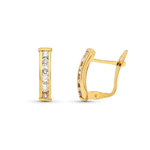 Ohrringe aus 9-karätigem Gold mit einem 14 mm großen vertikalen Stab und Zirkonen. von Inmaculada Romero IR