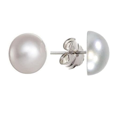 Ohrringe aus 925-m-Sterlingsilber mit einer 18-mm-halben synthetischen Perle. von Inmaculada Romero IR
