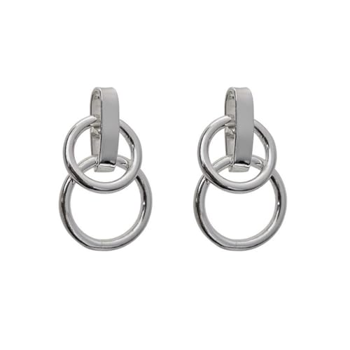 Ohrringe aus 945er Sterlingsilber mit zwei schlichten Creolen mit den Maßen 12 mm und 14 mm und einem 13 mm großen Abstandshalter. von Inmaculada Romero IR