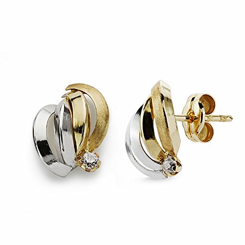 Pendientes oro 9k bicolor 10mm. bandas circonita [AA1613] von Inmaculada Romero IR