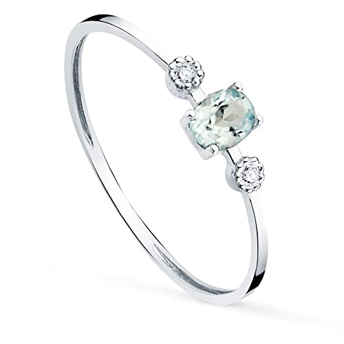 Ring Weißgold 18K Aquamarine Frau 4 mm. Zwei Diamanten 0.016ct. von Inmaculada Romero IR