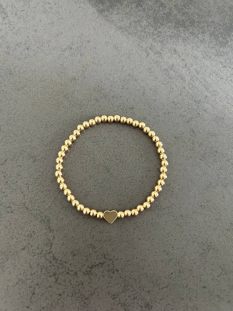 Perlenarmband 14 K Gold Mit Herz Oder Initial Buchstaben - Geschenk Mama Freundin Namensarmband Bestseller von InnavaJewelry
