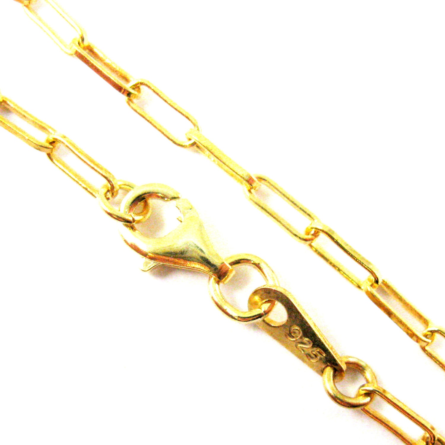 22K Vergoldete Sterlingsilber Lange Halskette-Gold Halskette - Rechteck Link Vermeil-Lange Box Kette- 2, 5 X 7mm-30 Zoll-Sku 601002-Vm-30 von InnerArt4BeadsSupply