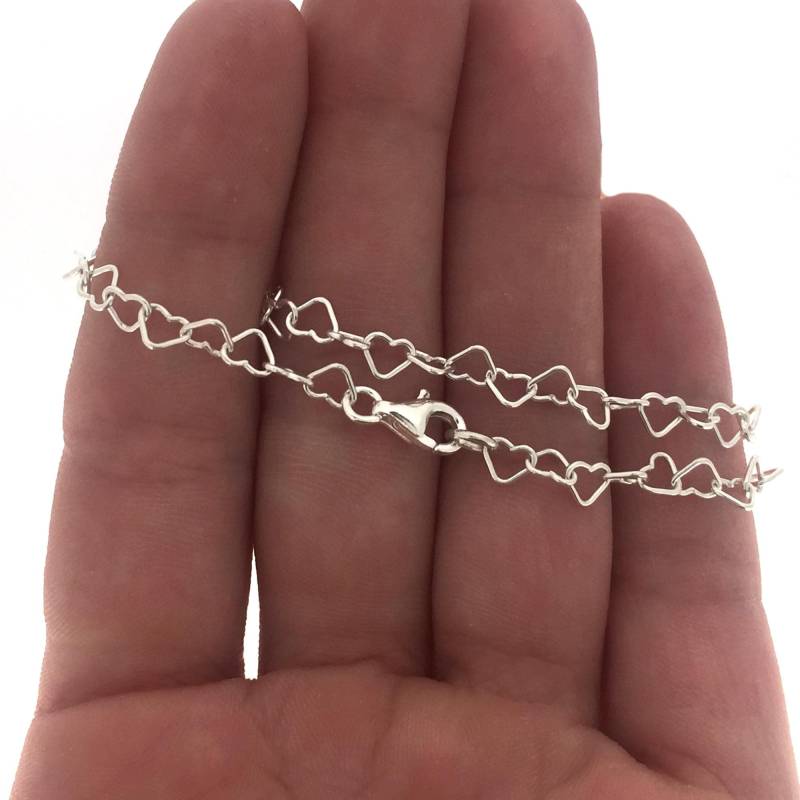 925 Sterling Silber 5 Mm Herz Gliederkette-Charm Armband Oder Halskette-Herz Kette Schmuck-Fußkettchen-Fertig Kette-Bereit Für Anhänger-7 "Bis 36" von InnerArt4BeadsSupply