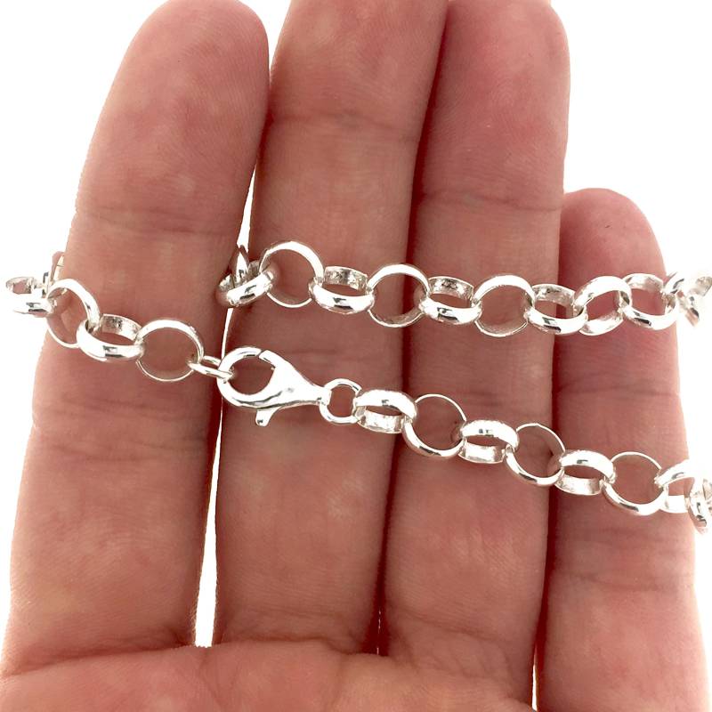 925 Sterling Silber Armband-Bettelarmband, Fußkettchen Kette-6.5 Mm Huge Rolo Kette-Chunky Kette-Ready To Wear-All Sizes | 1 Stück Sku 601030 von InnerArt4BeadsSupply