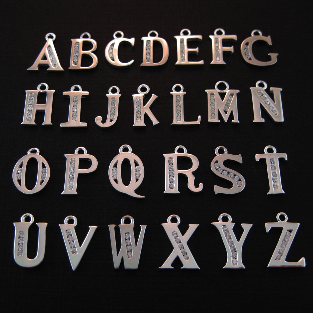 925 Sterling Silber Buchstabe Charm Anhänger Mit Cz Stein, Personalisierter Sku 201054 von InnerArt4BeadsSupply