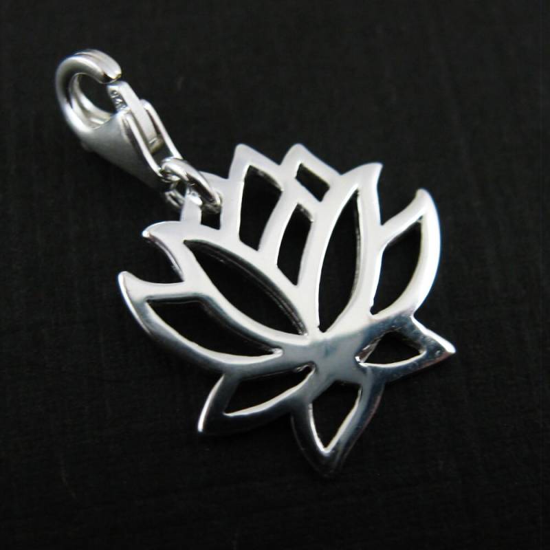 Armband Charm-sterling Silber Charm Charms Lotus Charm-Anhänger Mit Verschluss, Blossom Verschluss-15 Mm-Sku 291222 von InnerArt4BeadsSupply