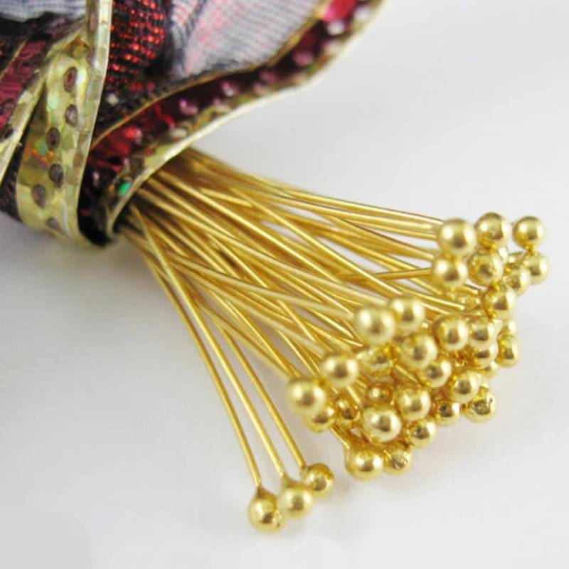 Ausgefallene, Große Kugel Nietstifte, 24K Vergoldet Über Sterling Silber Nietstifte-Kugelende 26Ga, 1, 5 Zoll Mit 2mm | 25 Stück Sku 204403Vm-2615 von InnerArt4BeadsSupply