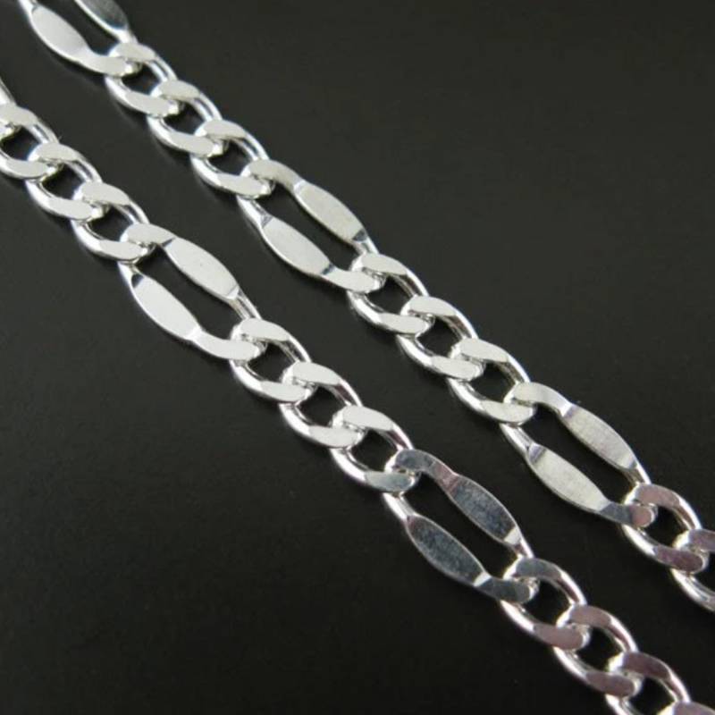 Echtes Sterling Silber Figaro Armband Oder Halskette, Fancy Diamond Cut, Halskette Alle Größen Sku 601034 von InnerArt4BeadsSupply